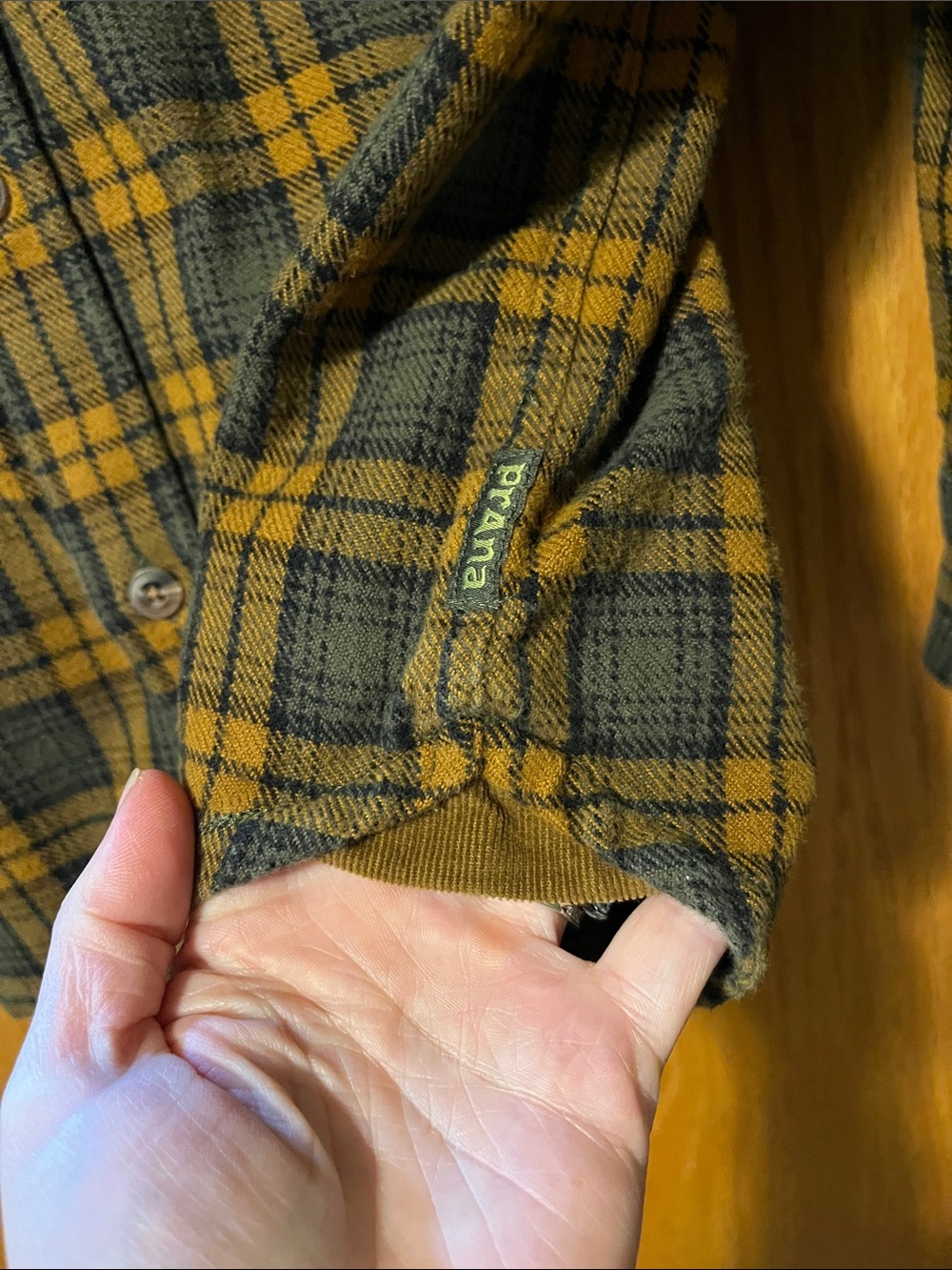 Prana Men's Plaid Button-Down Shirt - Mustard & Black - Picture 9 of 14